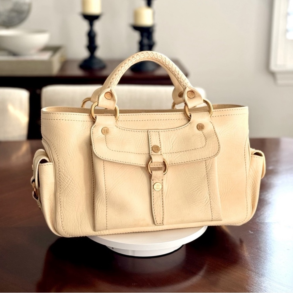 Celine Boogie Vintage Leather Front Pocket Tote Bag